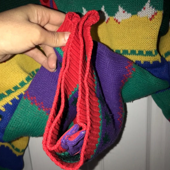 C&A Vintage Christmas Wool Cardigan Size S Paris 1980’s Unique! - Picture 11 of 12